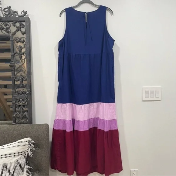 Ava & Viv Women's Plus Size Sleeveless Colorblock Tiered Dress -Navy Blue - Picture 10 of 10